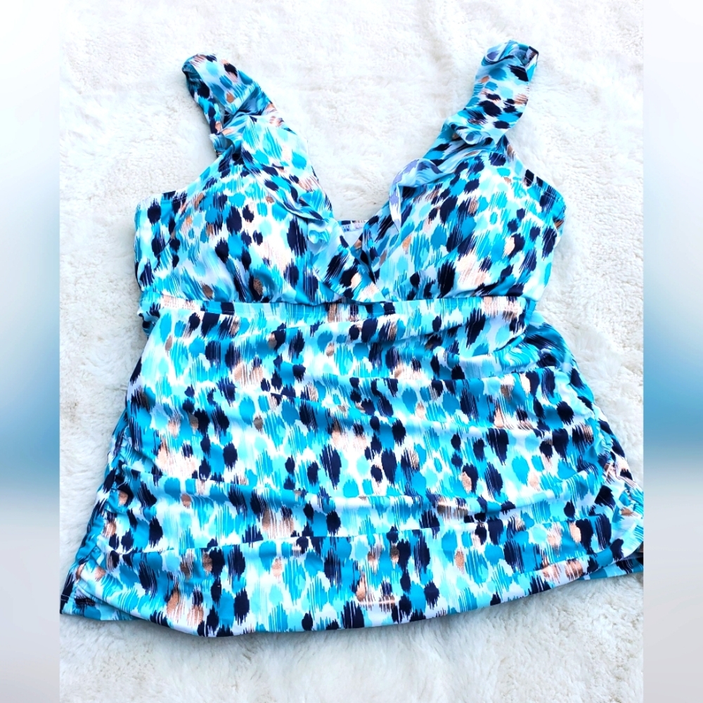 La Blanka seaglass shores sheered swimming top size 10
